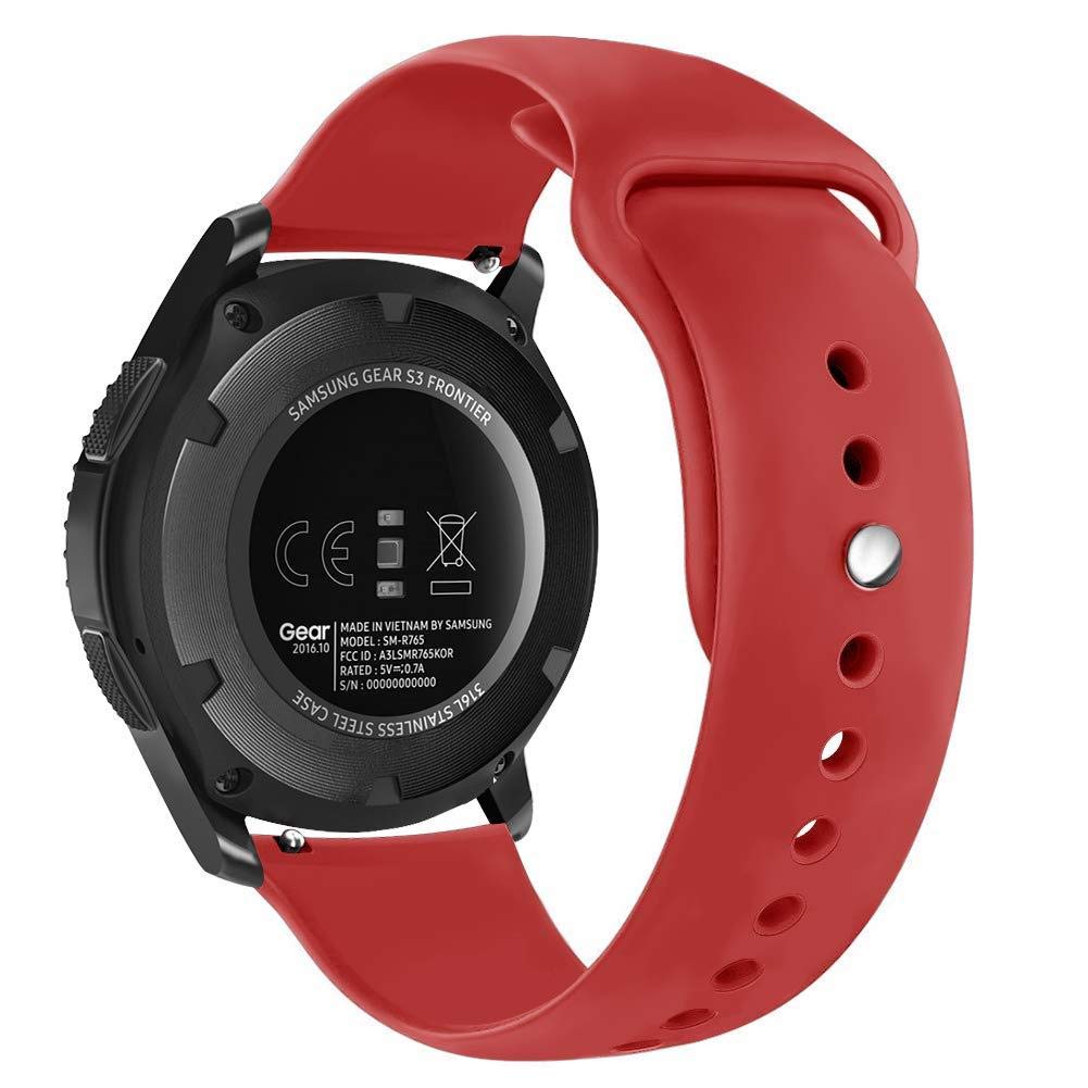 Sport belt compatible for Gear S3 Frontier/Classic Watch Band 22mm, Soft Silicone Strap Replacement Watch Bands compatible for Samsung Gear S3 and Galaxy Watch 46mm, Red