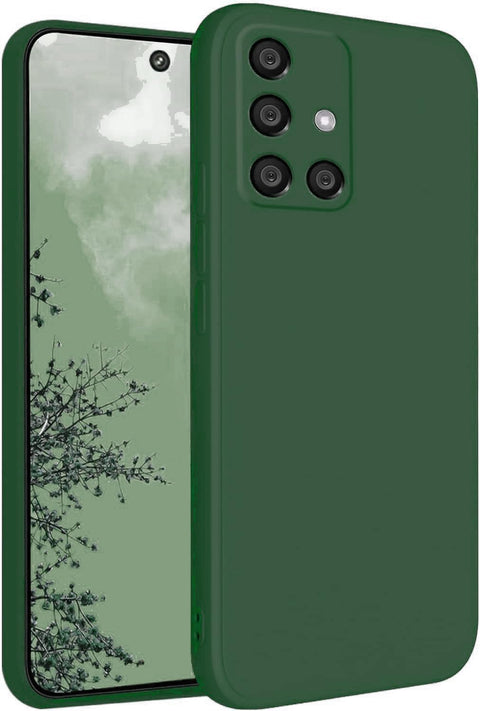 Back Cover Case Compatible with Samsung Galaxy A71 Soft Silicone Gel Rubber Shockproof Matte Finish Inner Cloth Lining with Camera Protection (Dark Green)