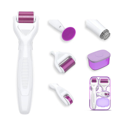 Derma Roller, Micro Needing System for Women and Men, 6 in 1 Professional Microneedles for Beard and Hair Growth, Face, Skin Care