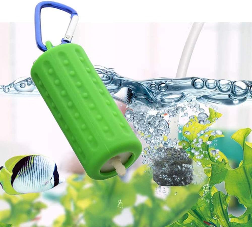 USB Aquarium Air Pump, USB Oxygen Pump for Aquariums, Small Aquarium Air Pump, Silent Air Pump for Aquariums, Oxygen Pump with Stone Tube (Green)