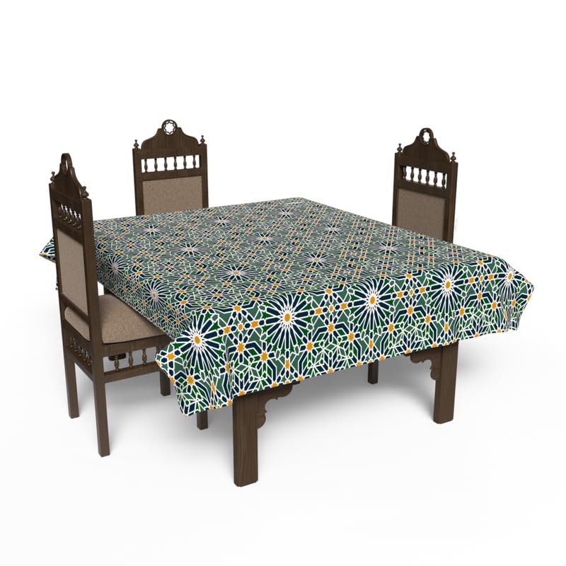 ART MOOD HOME Ramadan's Unique Adden Tablecloth Waterproof Polyester Fabric Green * Blue 140W * 140L