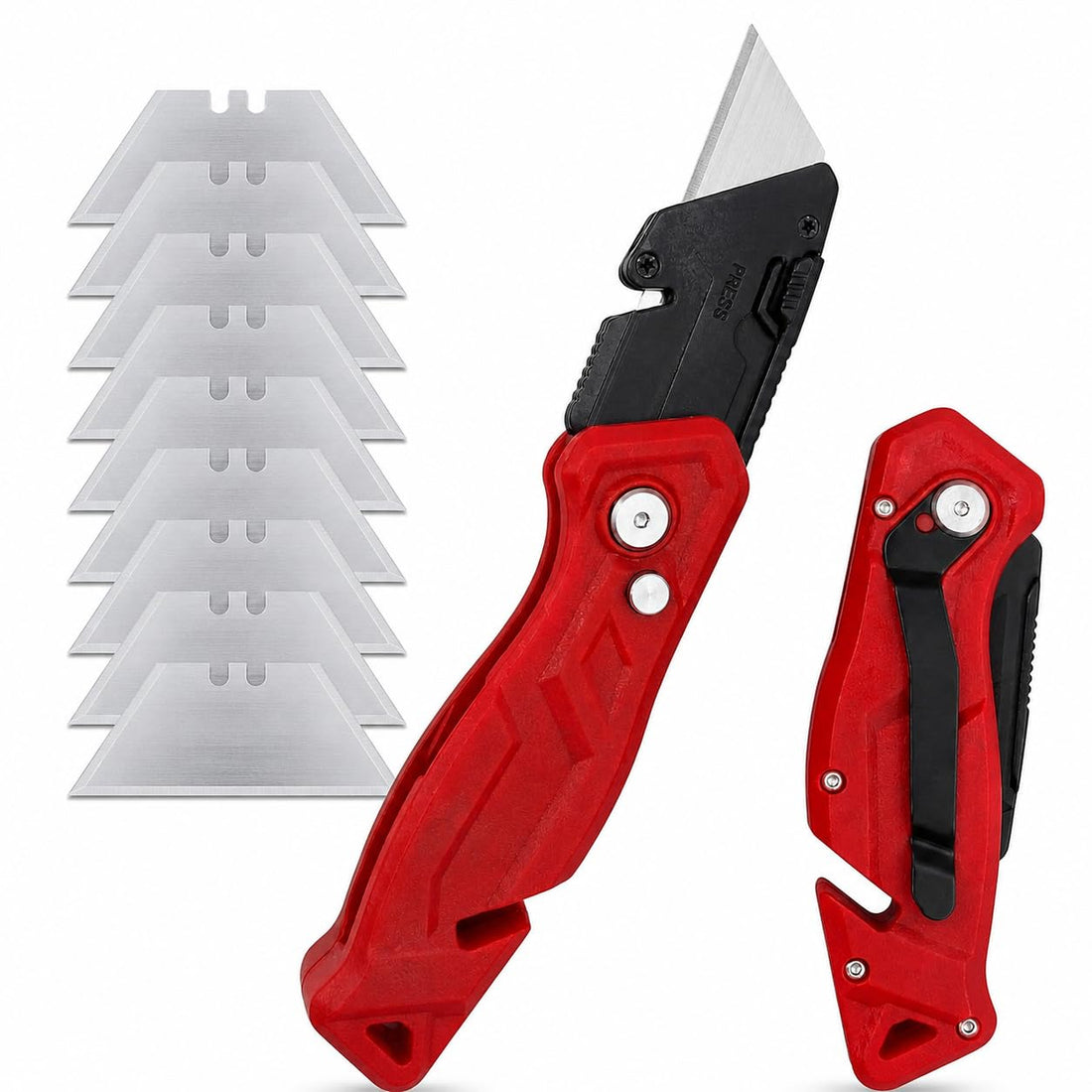 Multifunctional Folding Cutting Tool, with 10 Spare Replaceable Blades, Ergonomic Handle, Suitable for Opening Cartons, Packaging and Workshops