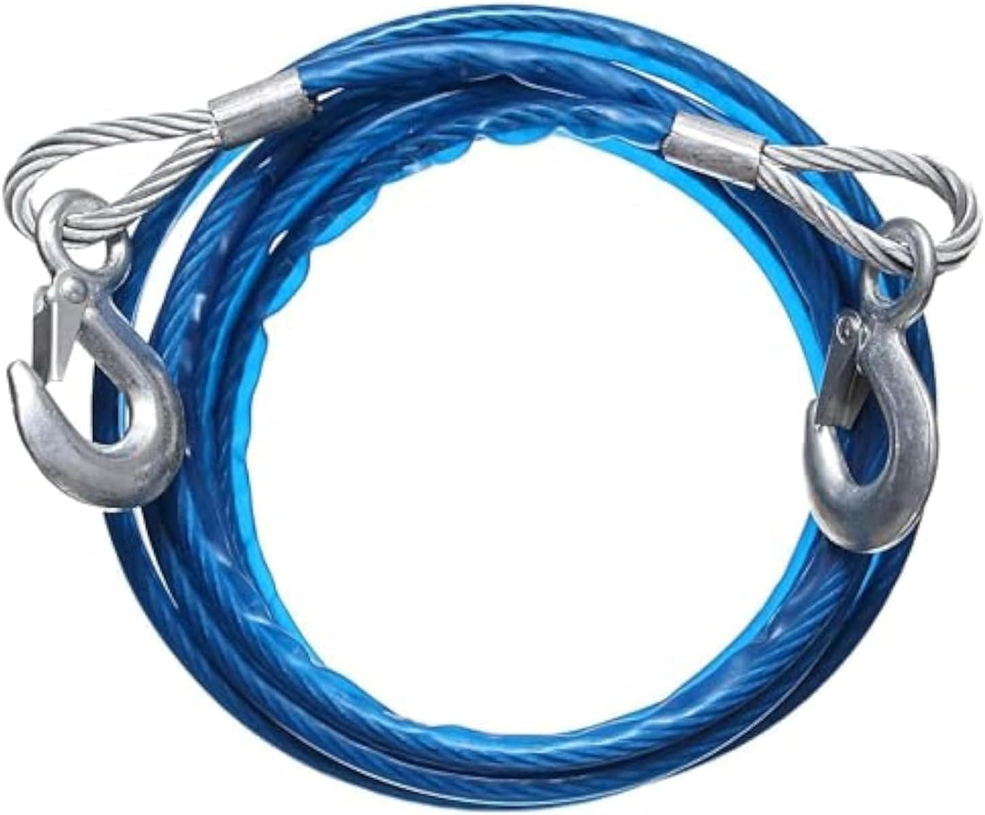 Kaber Egypt 2020 - Kaber Egypt 2020 Metal Wire Rope Heavy Duty Hook Car Emergency Tow Rope (Blue, 10 Milli, 4 Meters, Bearing 5 Tons)
