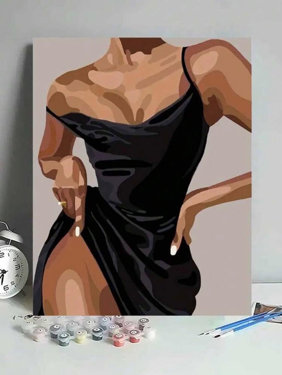 DIY Digital Paint By Numbers Kit, Woman Figure Art, 40x50 cm Canvas, Multi-color Acrylic Paint Set with Brushes, Pre-printed Design for Adults, Rustic Style