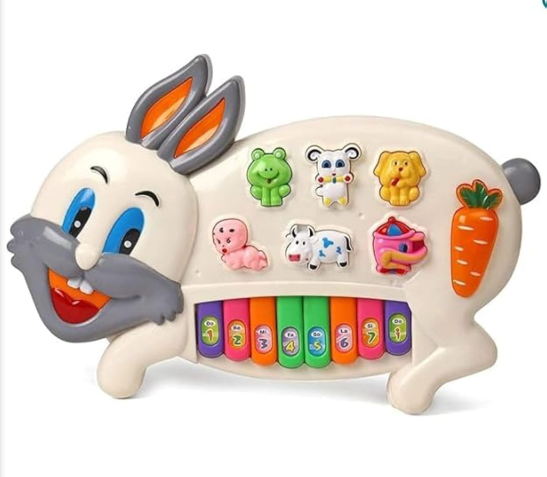 Piano Rabbit Baby Sounds(Cow-Dog-Frog-Sheep-Duck -Baby)-Sound-Light-Battery+3Years-44692