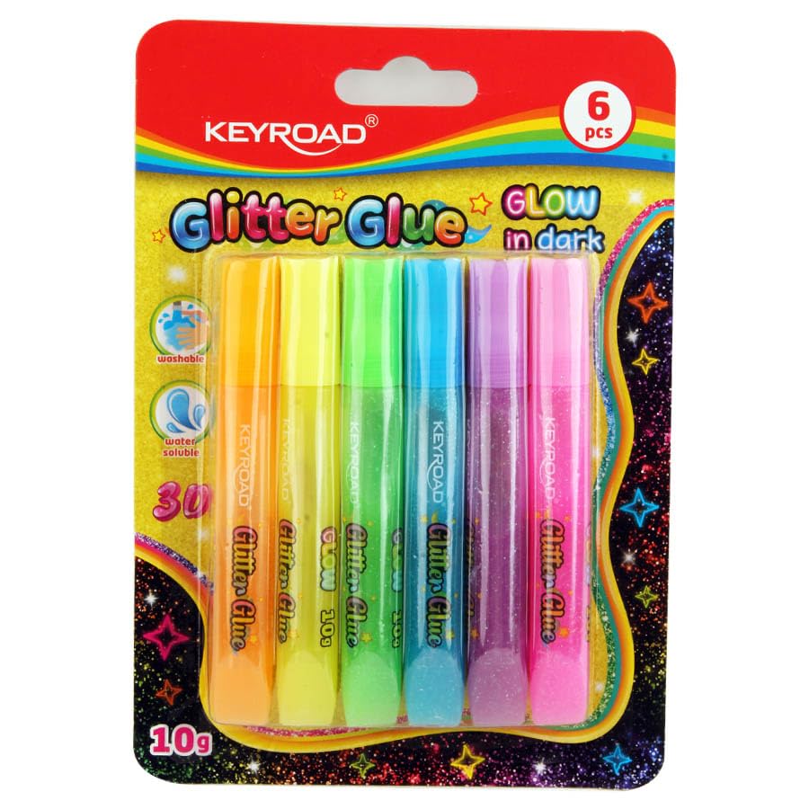 Keyroad Glitter Glue Set Of 6 Pens Neon Colors 10 g Model KR972797