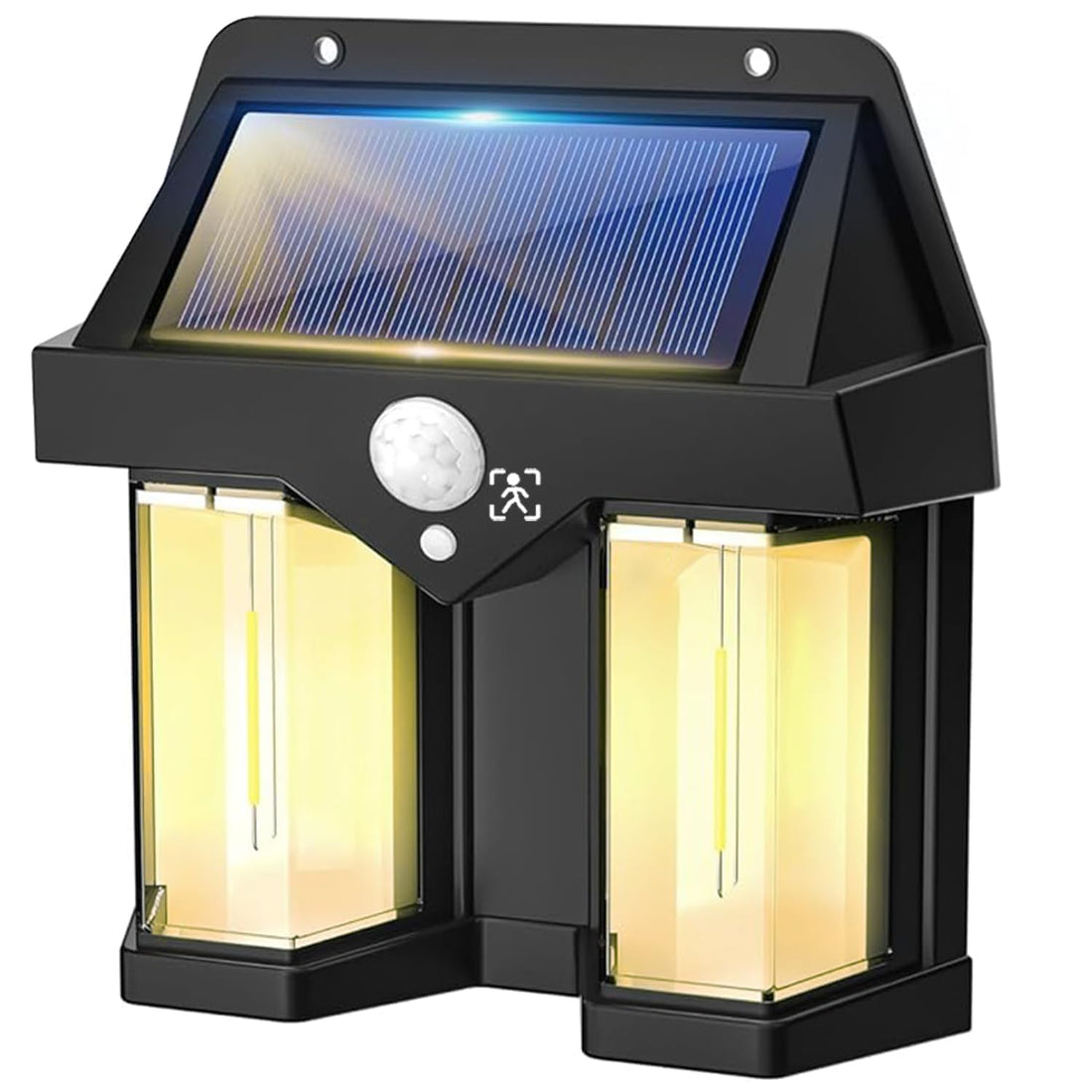 Dollar for Improt Solar LED Wall Lights 2 Bulbs, Outdoor Lantern 3 Modes Motion Sensor for Porch, Dusk to Dawn Solar Light, Waterproof Wireless Outdoor Lighting Panel for Entryway