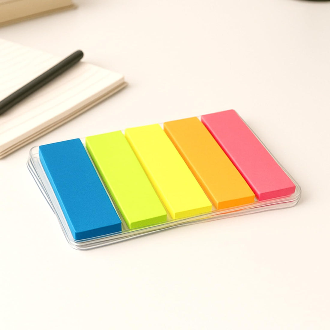 Cubic 5 Colour Plastic Flag Sticky Notes | Bright & Durable PET Page Markers for Indexing, Bookmarking & Organizing | Strong Adhesive & Easy to Remove
