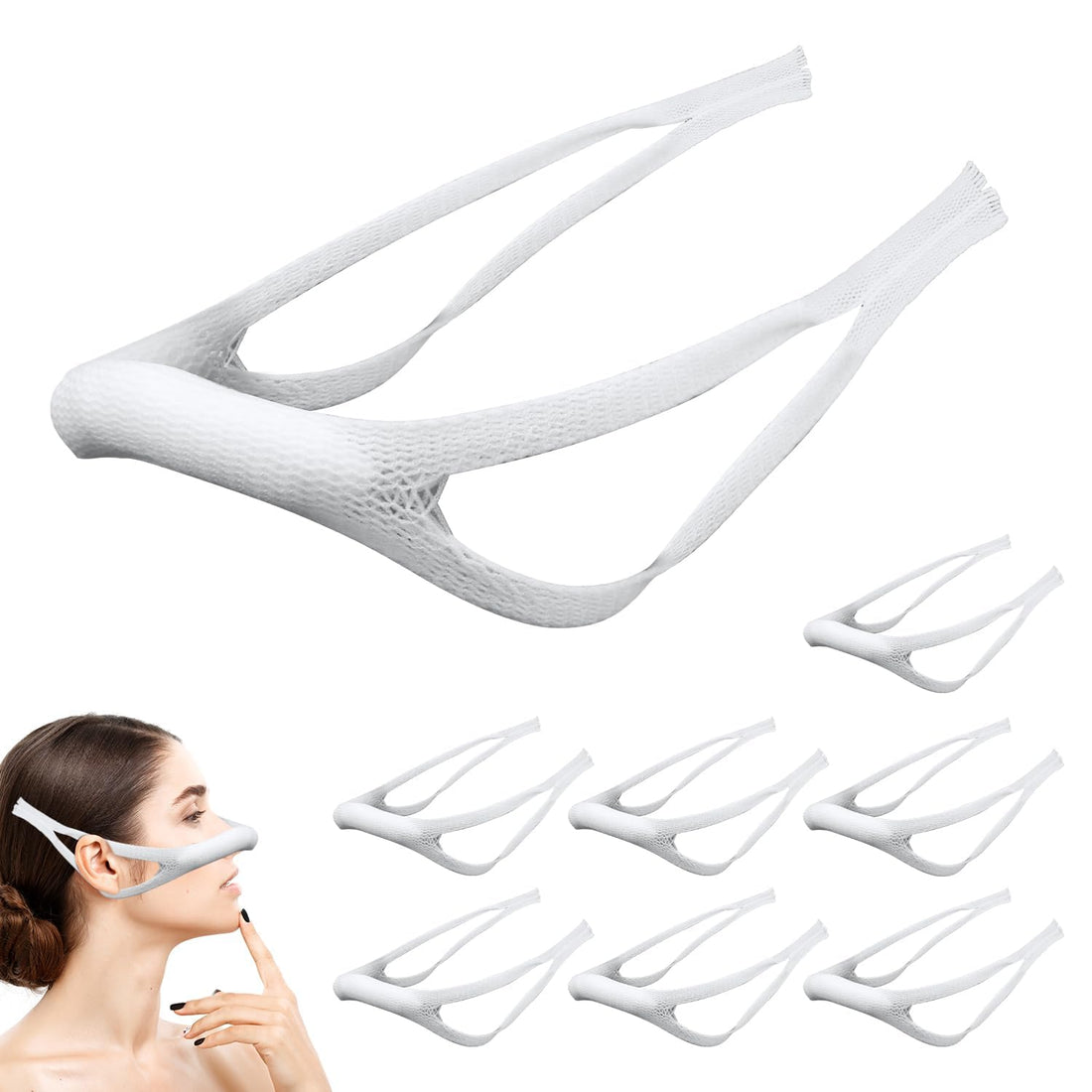 8pcs Elastic Nose Bandage,Nose Bleed Bandage,High Absorption External Nasal Sling Dressing Holder Post Surgery with Loops Nose Bleed Stopper Breathable Bandage Strip After Nose Job