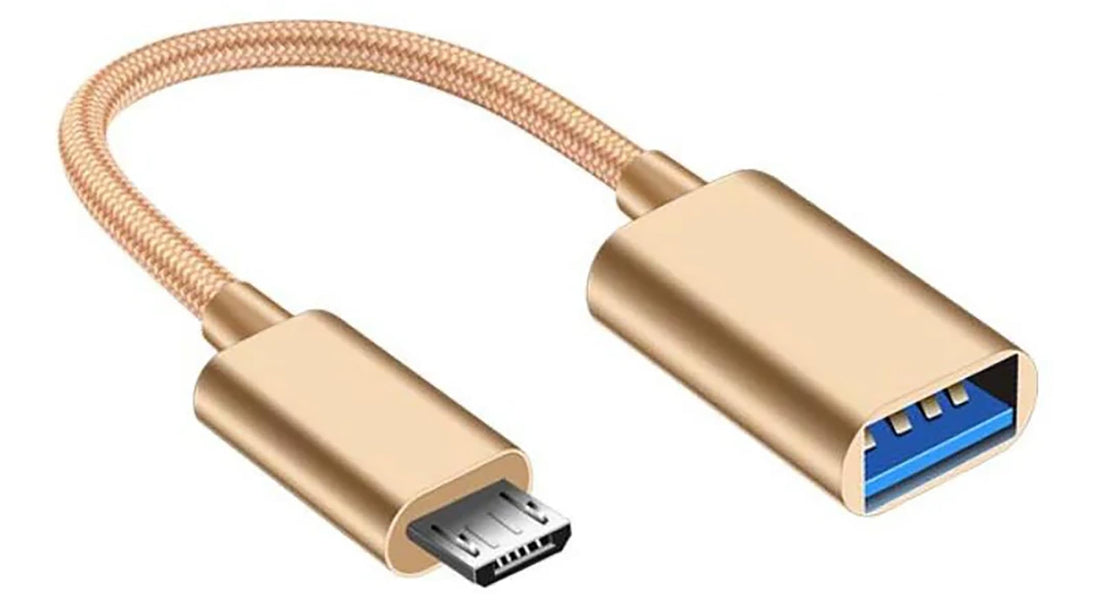 OTG USB To Micro Convert cable 15cm For Mobile Smart - (Gold)