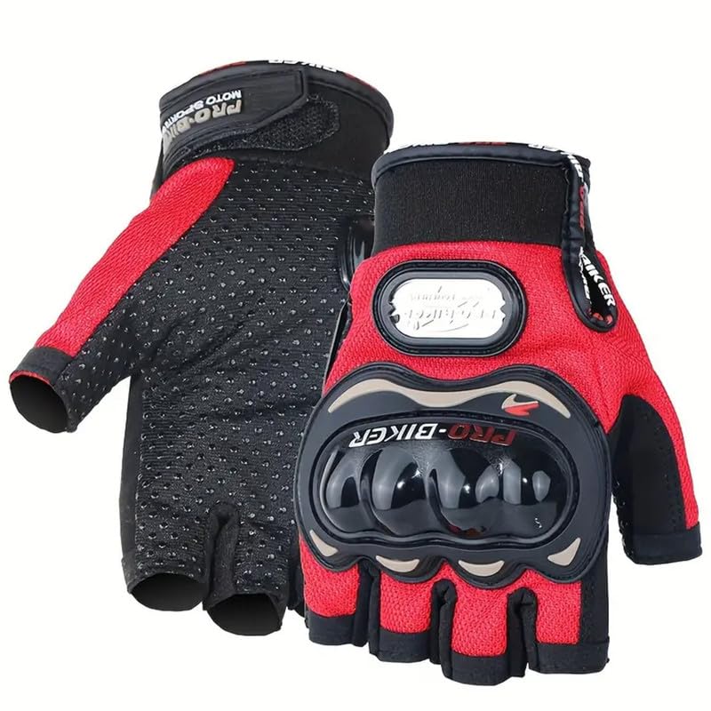 Adroitz Biker Gloves for Men and Women - Hard Shell Knuckle Protection, Comfortable Half Finger Design, Style with Rubber, Non-Slip Grip, Durable Padding, Perfect for Riding, Hiking, and Travel