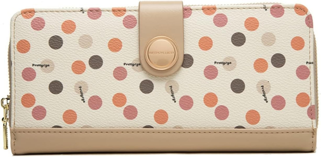 Western Style Lady Money Clips PU Leather Long Women`s Wallet Hasp Coin Purses Card Holder Tide Female Clutch (BAIGE)