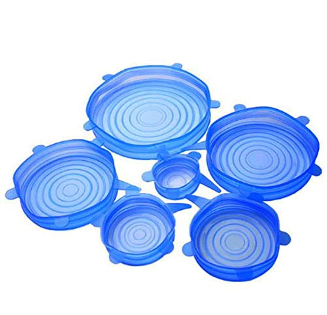 6pcs/Lot Universal Reusable Silicone Stretch Lids Food Fresh Cover Suction Lid-Bowl Pan Fruit Mug Food Fresh Keeping Lid Silicone Cover Pan Spill Lid Stopper Cover