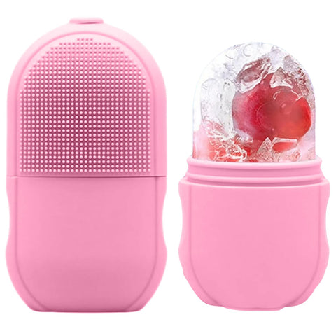 Ice Face Roller - Silicone Facial Cube, For Eyes & Neck Massage, Remove Dark Circles, Elevate Your Beauty Routine With The Ice Roller (Pink)