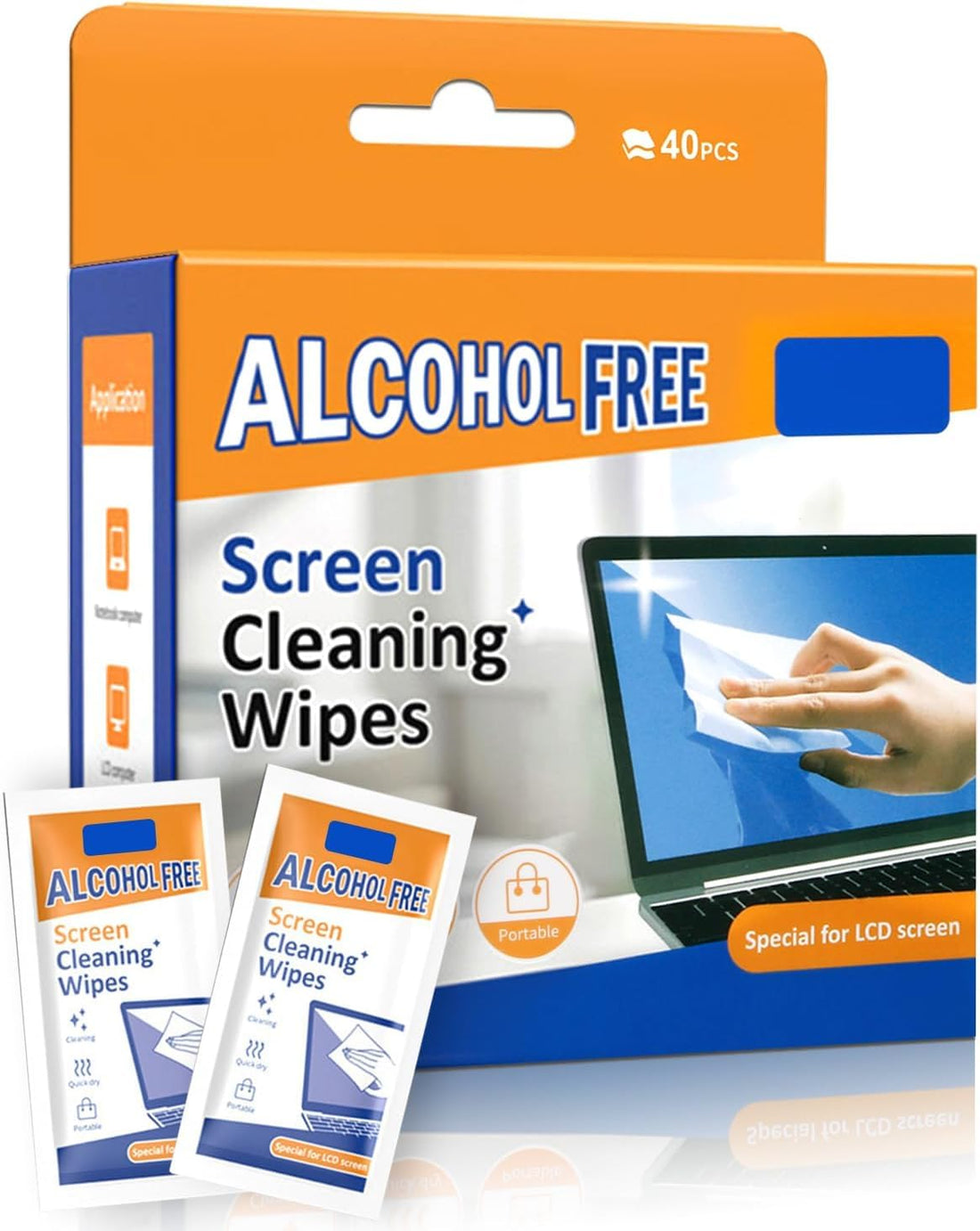 GQ Screen & Electronic Cleaning Wipes,Pre-Moistened Individual Wrapped (12x20cm) TV Screen Cleaner, Computer Monitor, Laptop, Lens Camera Sunglass Wipes,Scratch-Free Streak-Free,40 Pack
