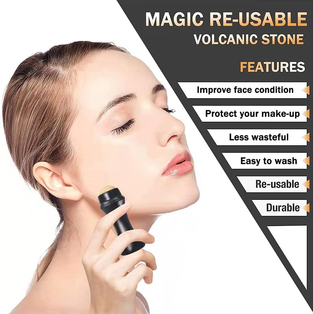 Oil-Absorbing Face Roller,Oily Skin Control Roller,Reusable Face Roller Skin Care Facial Skin Care Tools - Multicolor-1PC