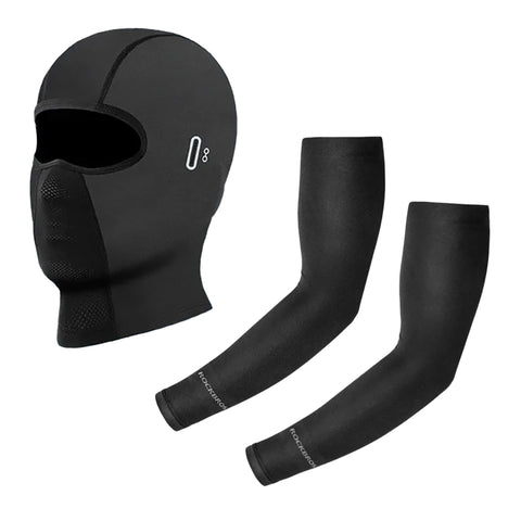 Arm Sleeve Ski Mask set Breathable Quick Dry UV Protection Cycling Sport Sleeve Ice Fabric Sunscreen Sports Fitness Arm Sleeves black
