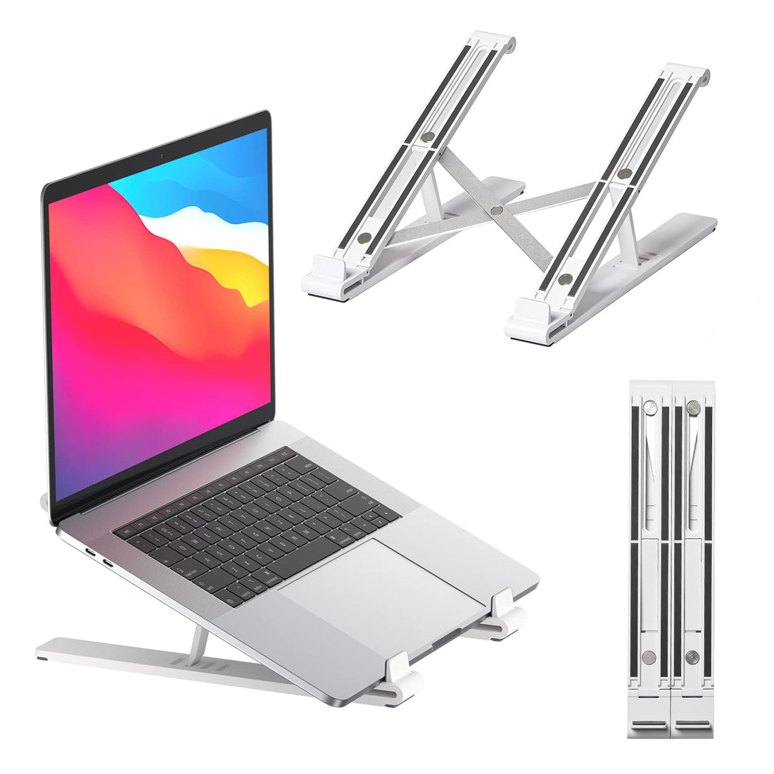 JSAUX Laptop Stand Portable, Laptop Holder for Laptop, Adjustable and Foldable Computer Stand Compatible with MacBook Air Pro, iPad, Dell, Lenovo, HP, More 10-15.6” Laptops and Tablets (White)