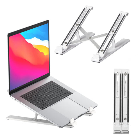 JSAUX Laptop Stand Portable, Laptop Holder for Laptop, Adjustable and Foldable Computer Stand Compatible with MacBook Air Pro, iPad, Dell, Lenovo, HP, More 10-15.6” Laptops and Tablets (White)