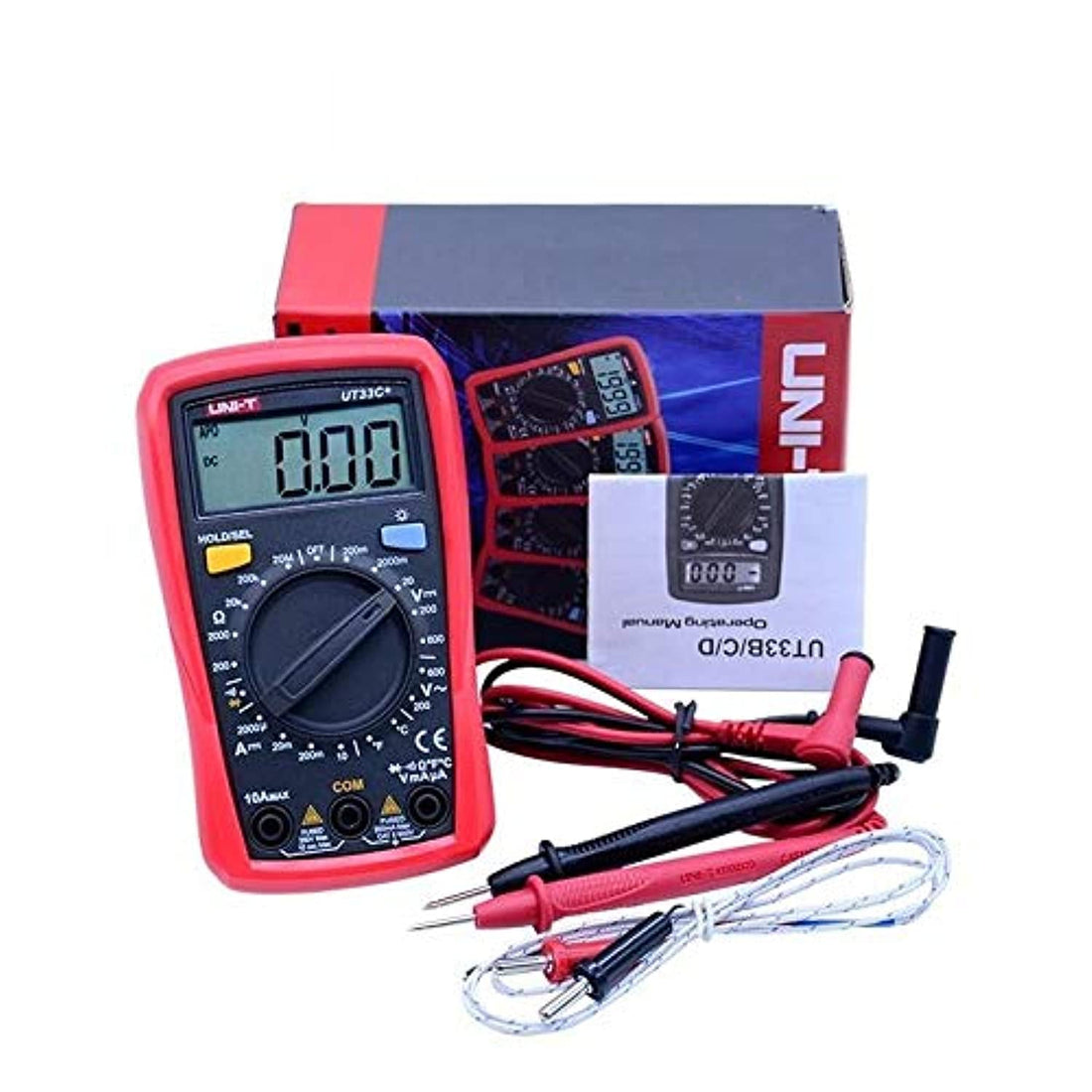 UNI-T UT33C Plus Digital Palm Size Multi Meter Voltmeter Ammeter Resistance LCR and Temperature with Backlight - 2724672416201