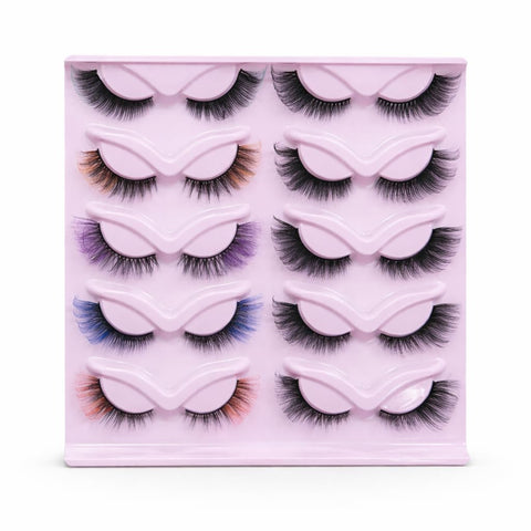 12 Pairs False Eyelashes Set – 6 Colorful Mixed Lashes & 6 Classic Black Natural Lashes | Long Fluffy, Reusable, Lightweight, Easy to Apply for Daily Glam & Party