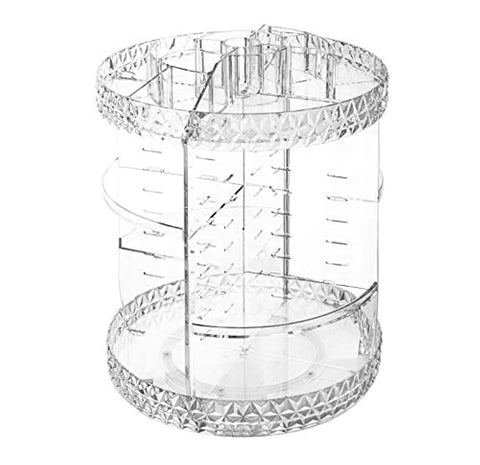 Sturdy Saver Acrylic Makeup Cosmetic Organizer Storage, 360-Degree Rotating Adjustable Shelves