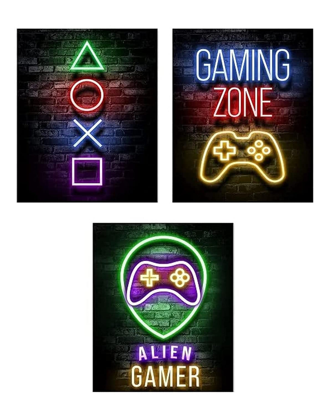 Neon Effect DO NOT GLOW IN THE DARK Posters Video Game Play station Gaming Decor Kid's Room Playroom Gift Game Lover Gaming Wall Art Gamer Game Room Decor Boy Bedroom Coated Photo Print 8X10 Unframed