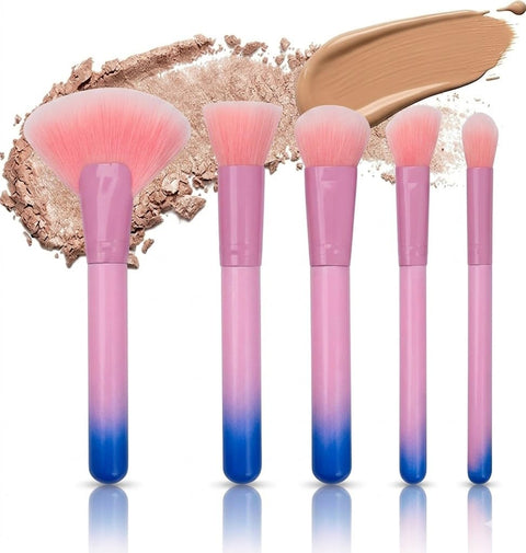 5 Piece Level Up Brush And Sponge Set, Makeup Brushes, Foundation, Blush, & Bronzer, Makeup Blending Sponge, Synthetic Bristles, Stocking Stuffer, Cruelty-Free
