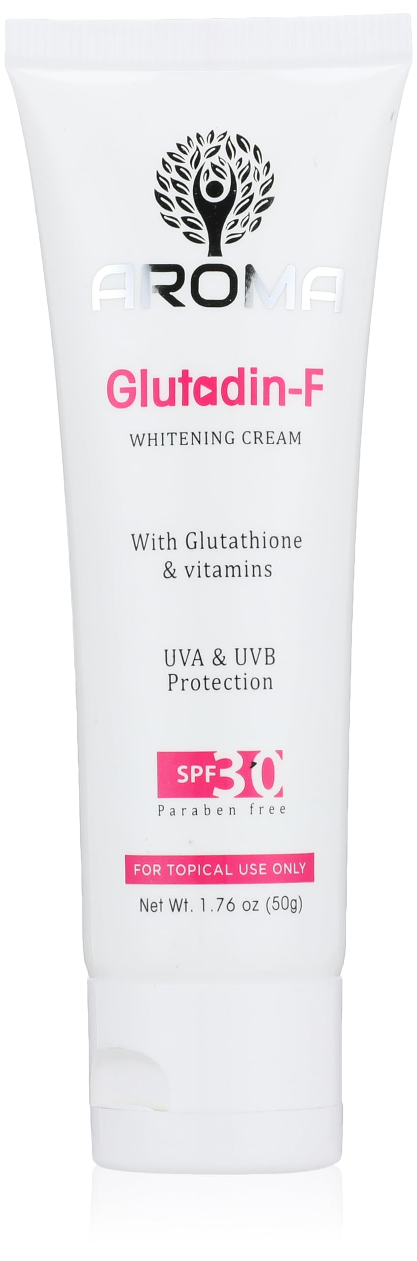 Aroma Glutadin-f whitening cream 50g - whitening effect - unitones the skin - helps to promote skin cell regeneration - lightens dark circles - uva & uvb protection - spf 30