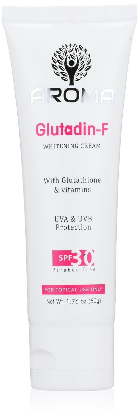Aroma Glutadin-f whitening cream 50g - whitening effect - unitones the skin - helps to promote skin cell regeneration - lightens dark circles - uva & uvb protection - spf 30