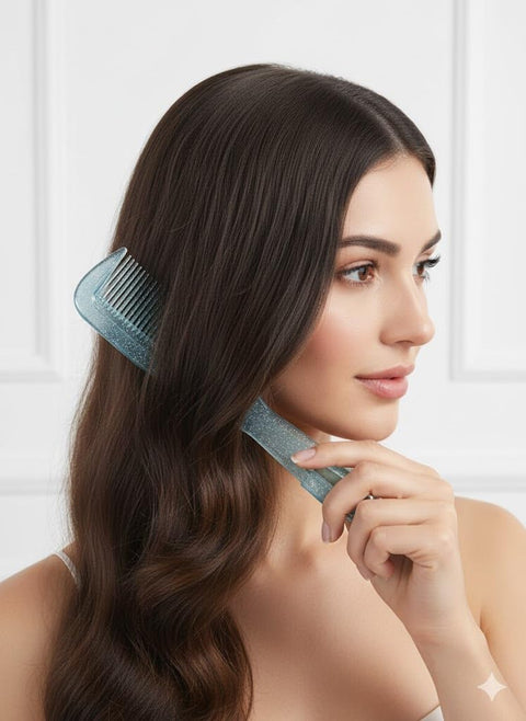 Wide Tooth Comb and Large Hair Detangling Comb, Durable Hair Brush for Best Styling and Professional Hair Care, Suitable for Curly Hair, Long Hair, Wet Hair in all Types,- clear multiolor