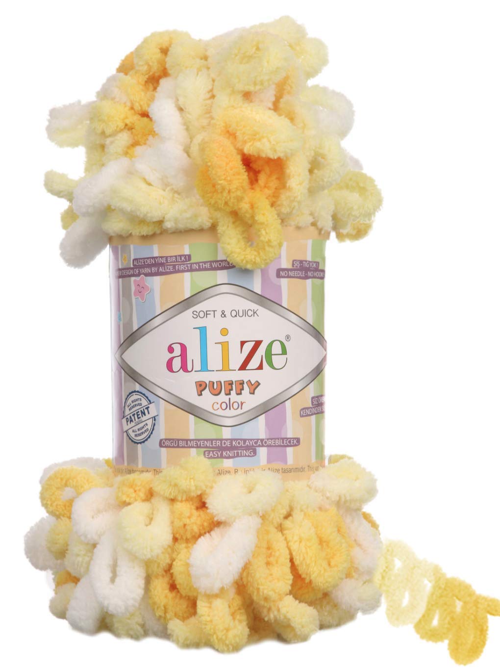 Alize Puffy Color Baby Blanket Yarn Lot of 4skn 400gr 39.3 yds 100% Micropolyester Soft Yarn Hand Knitting Yarn (5921)