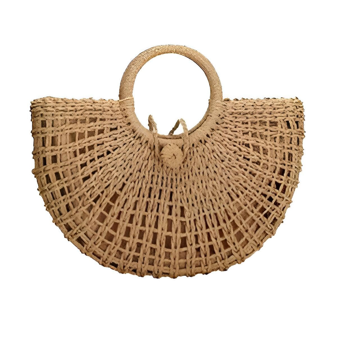Summer Tote - Elegant Woven Straw Bag with Circular Handles, Large Capacity for Beach Essentials, Retro Look, Lightweight Construction for Comfortable Carrying, Perfect for Vacation, Picnic or Daily E