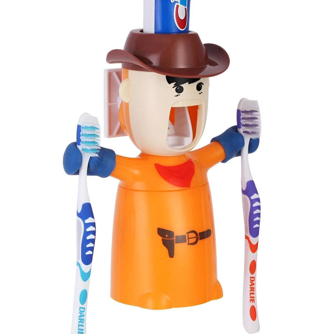 Toothbrush Stand - Durable large double-sided holder shaped like a cartoon man, designed for convenient storage and a playful bathroom atmosphere