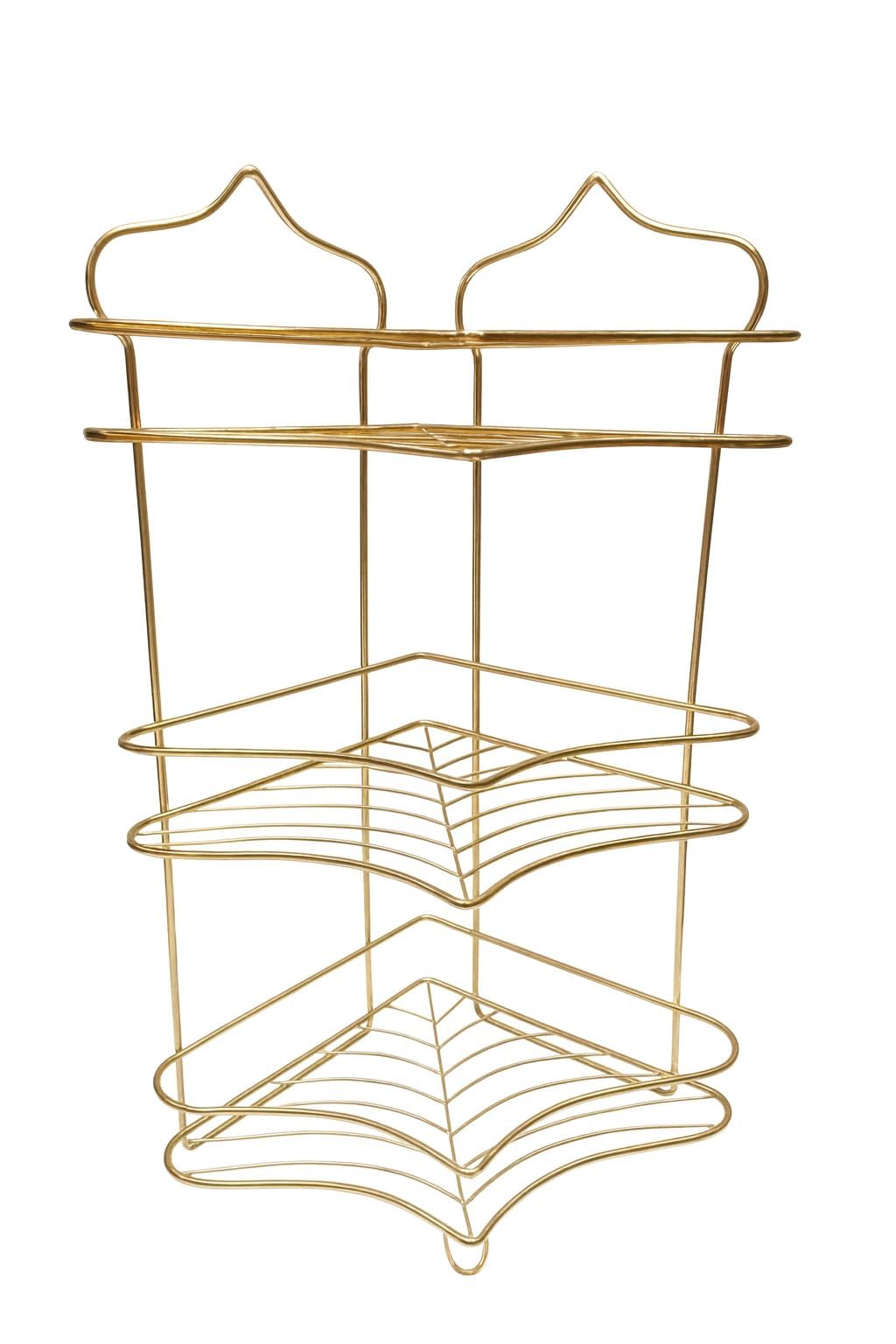 Corner Bathroom - Bathroom Shelf (Corner Three Floor Ribbed Gold)