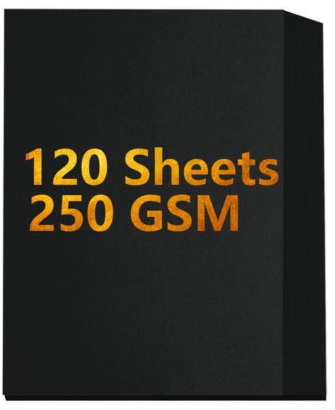 120 Sheets Black Cardstock Paper, 91lb/250GSM Thick Card Stock Paper for Invitations,Craft Printing Scrapbook Supplies Card Making
