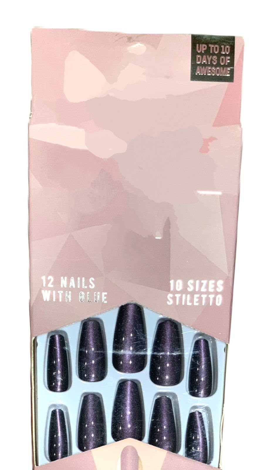 PRESS ON NAILS- 12 pcs Medium Long -False Nails, Perfect For Parties, Comes With 1 SHEET DOUBLE FACE - DARK GLOSSY PURPLE