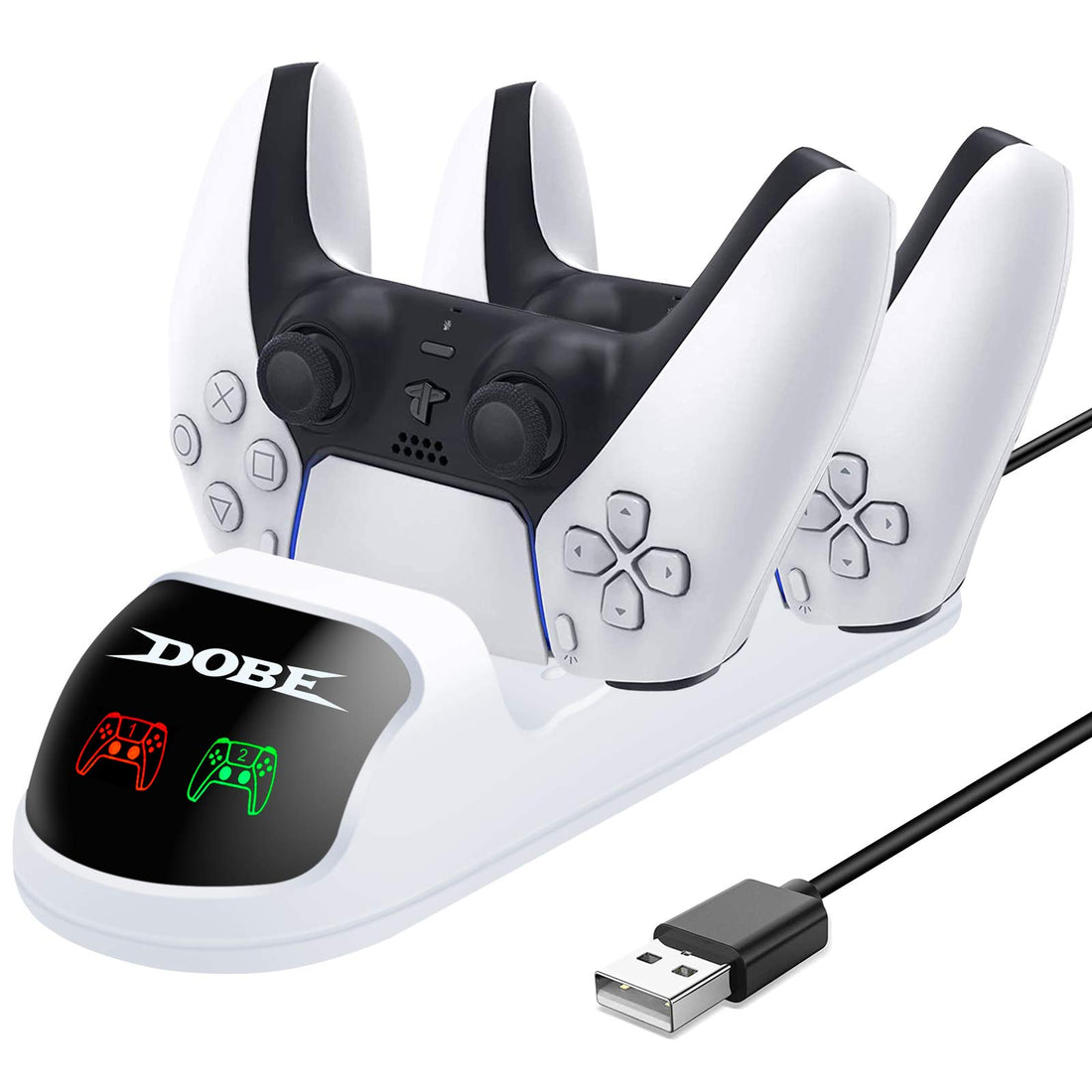 PS5 Controller Charging Station Fast PS5 Charging Station with USB Charging Cable Dock Twin Slot for PlayStation 5 Console DualSense PS5 Controllers with LED Indicator