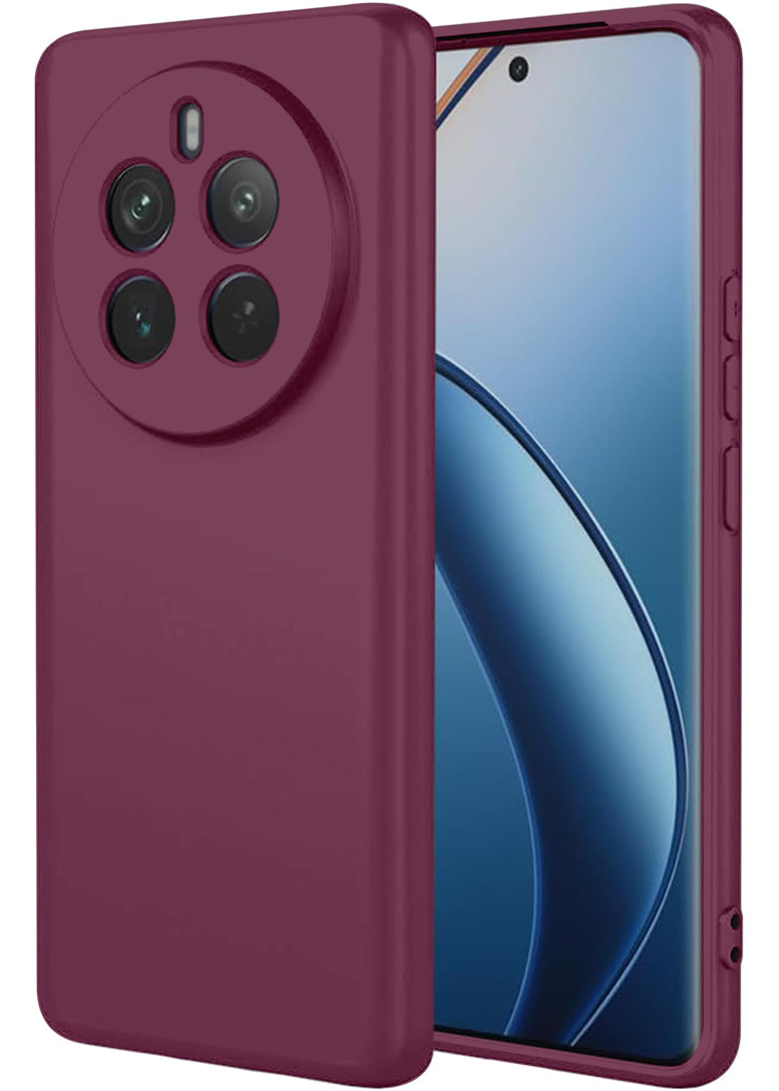 Silicon Mobile Magic Camera Protection Soft Case with Microfiber Lining For Oppo Realme 12 Pro 5G / Oppo Realme 12 Pro Plus (Pro+) (Wine Red)