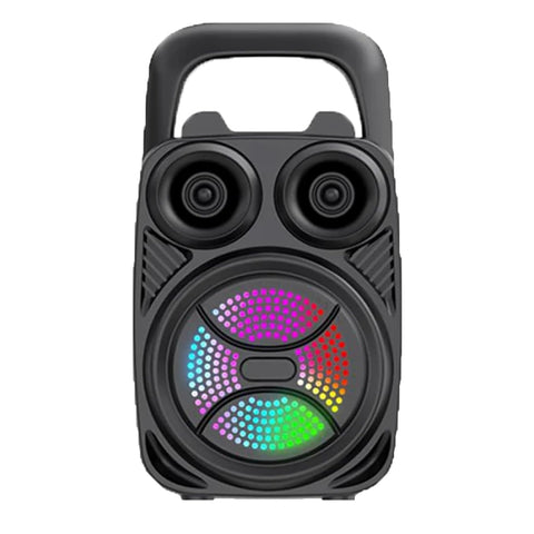 Portable Bluetooth Speaker, with Foldable Handle, Colorful LED Light, 500mAh Battery, Support USB/TF/FM/TWS, Ideal for Outdoor Use, Black