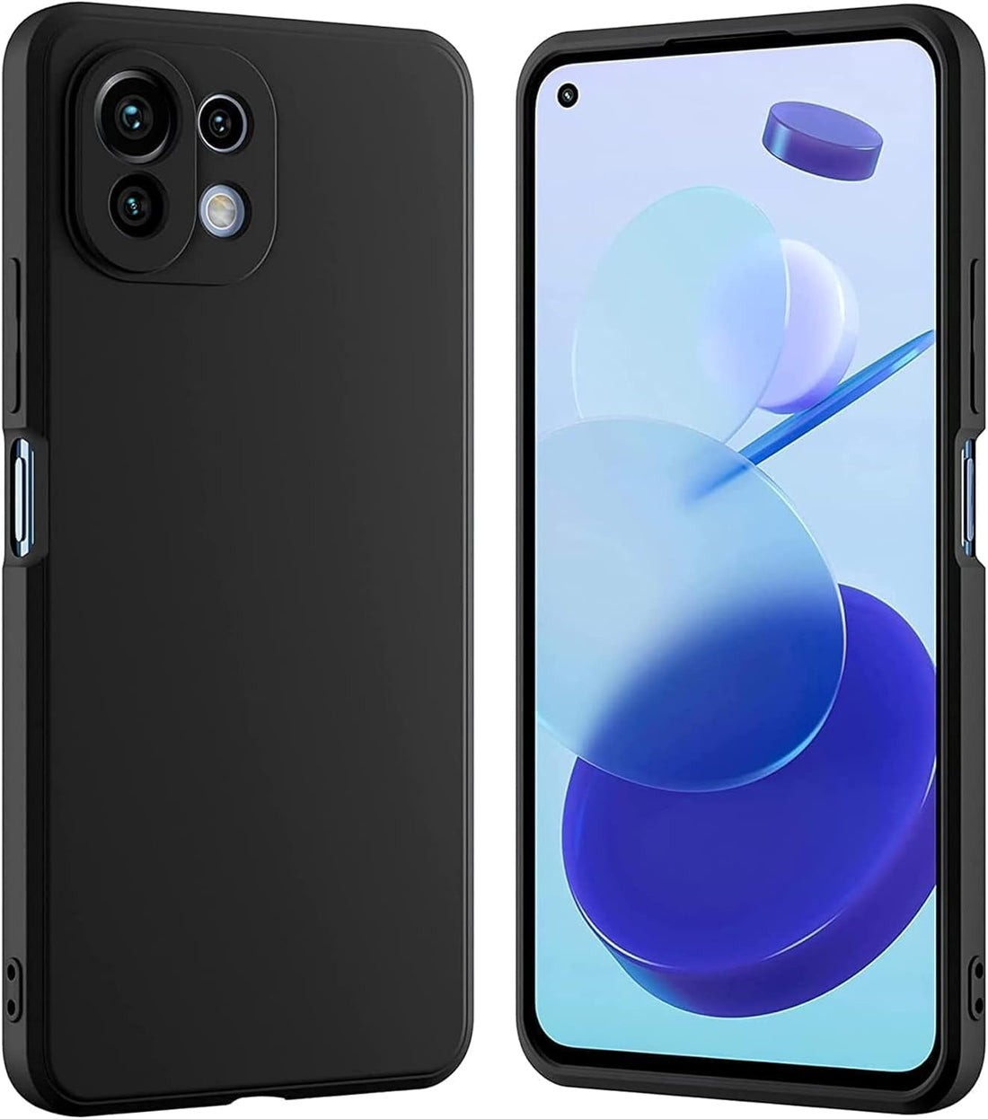 Silicone Case Compatible with Mi 11 Lite Soft Silicone Gel Rubber Shockproof Cover Matte Finish with Cloth Inner Lining (Black)