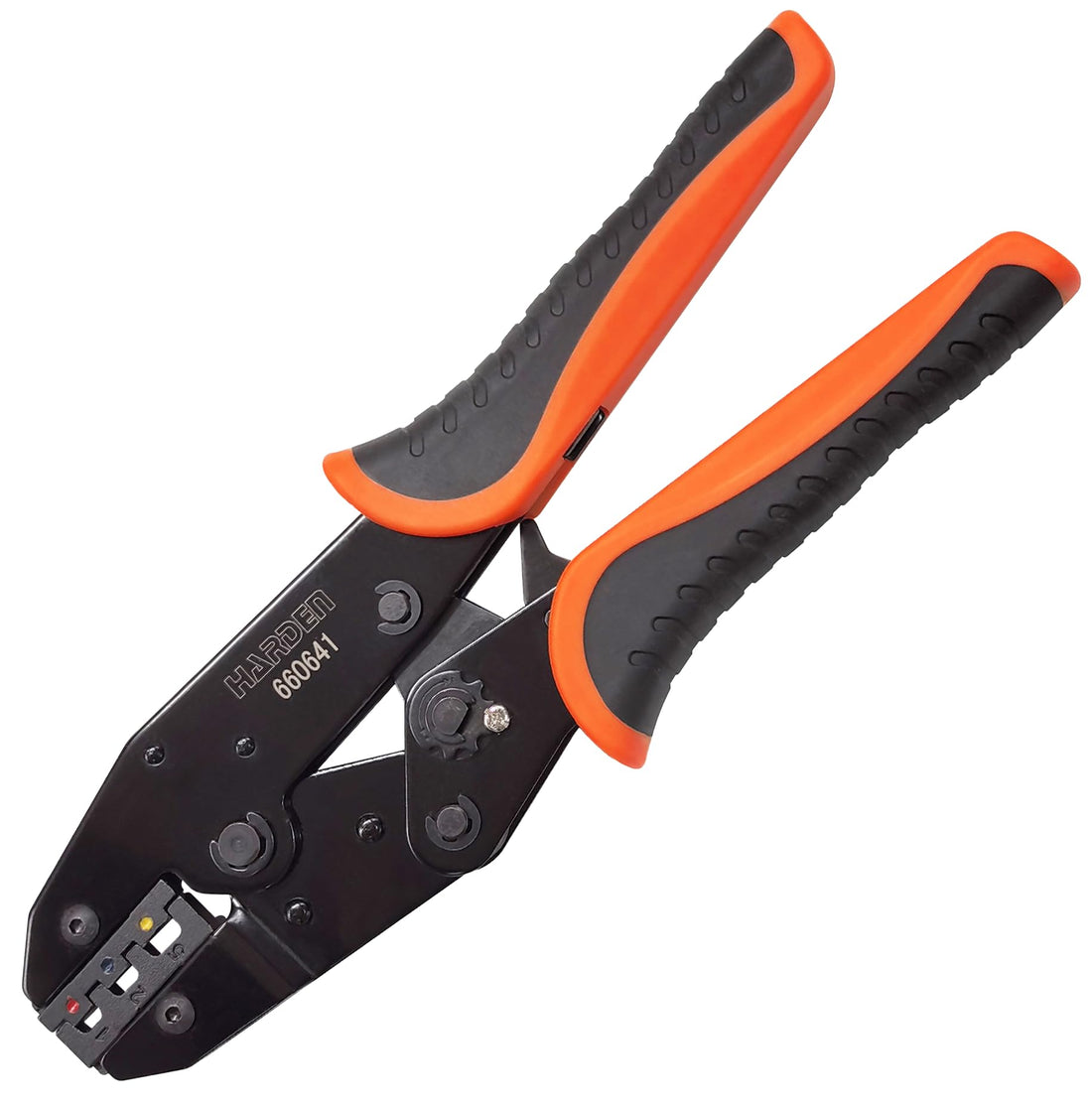 Harden professional Ratchet Crimping Plier – Heavy Duty Carbon Steel Cable Wire Lug Crimper Tool for 1/2/5 mm² Naked Terminal Blocks – Ergonomic Labor-Saving Manual Hand Handtool for Electricians