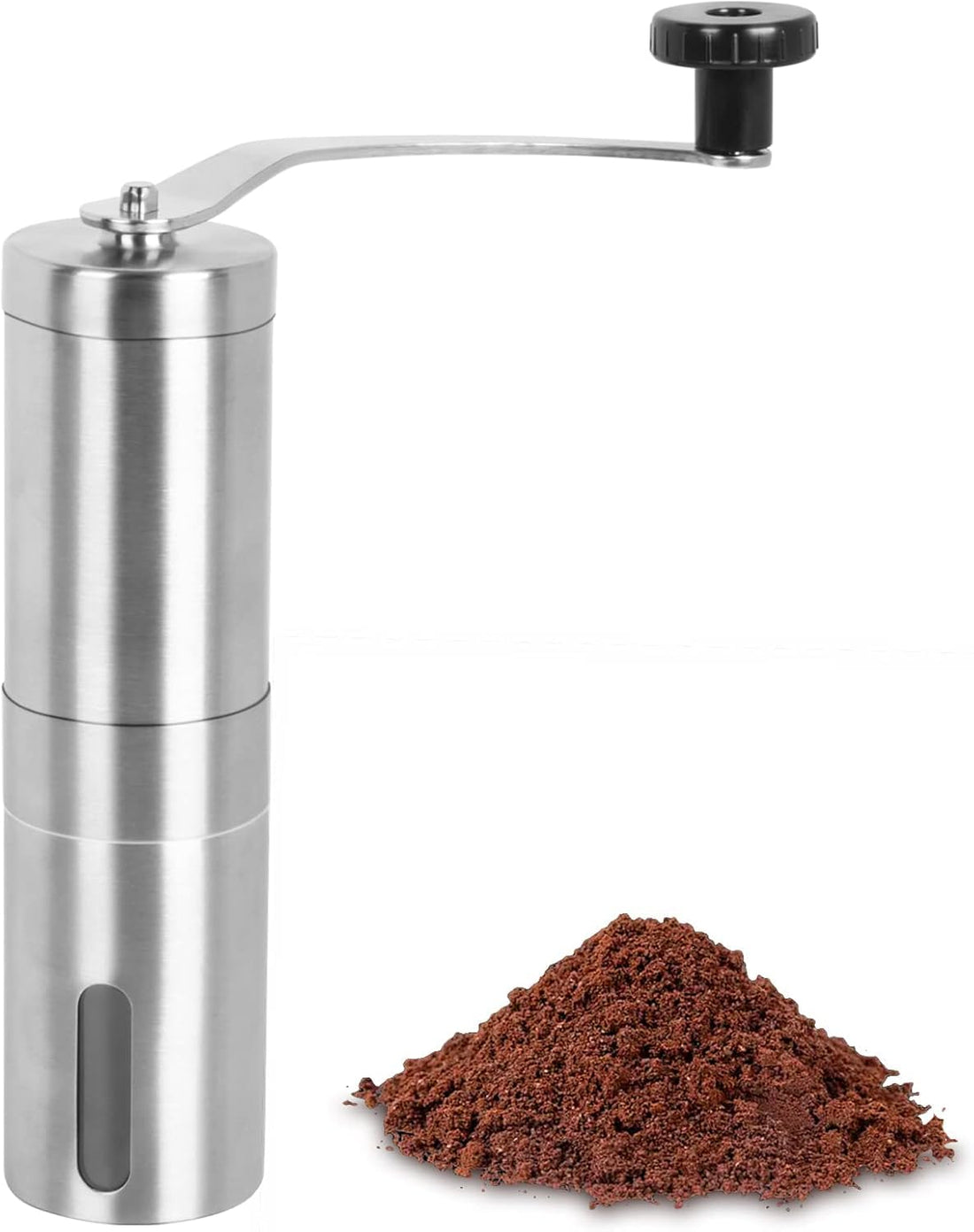 OVA Manual Stainless Steel Coffee Grinder – Hand Crank Coffee Mill with Adjustable Burr for Fresh Ground Coffee Beans.