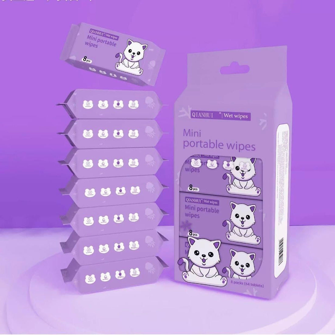 Pocket Wipes 8 Pack 64 Wipes Random Color