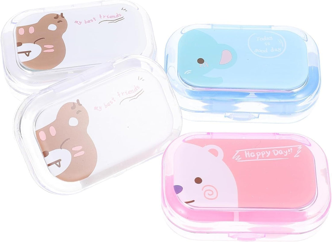 Cute Pocket Mini Contact Lens Case, Travel Kit-, Eye Care Storage Holder, Easy to Carry, Mirror + Tweezers + Stick Extension + Lens Holder - Multicolor