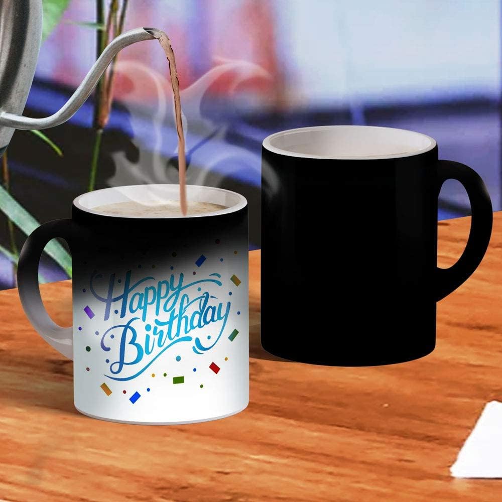 Ceramic Color Changing Happy Birthday Printed Magic Coffee Mug (Multicolor, 300 ml)