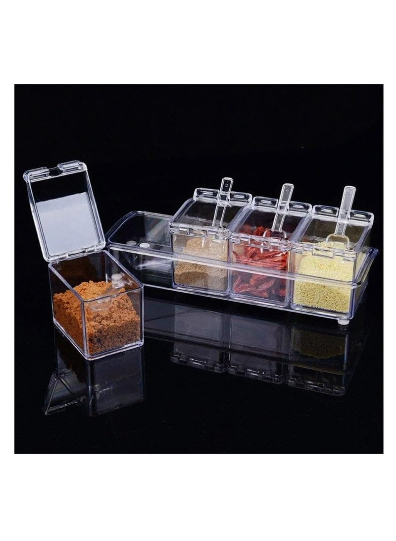 4-Piece Home Spice Container Jar Set Clear