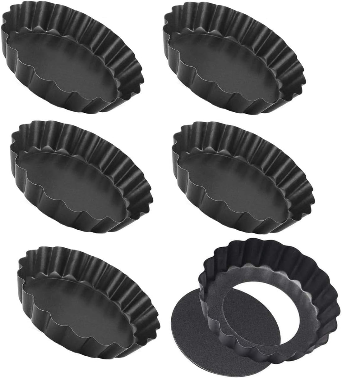 Deluxe 6-Piece 10cm Tart and Mini Pie Mold Set for Home Baking, Durable Non-Stick Bakeware for Perfectly Shaped Desserts and Pastries Every Time
