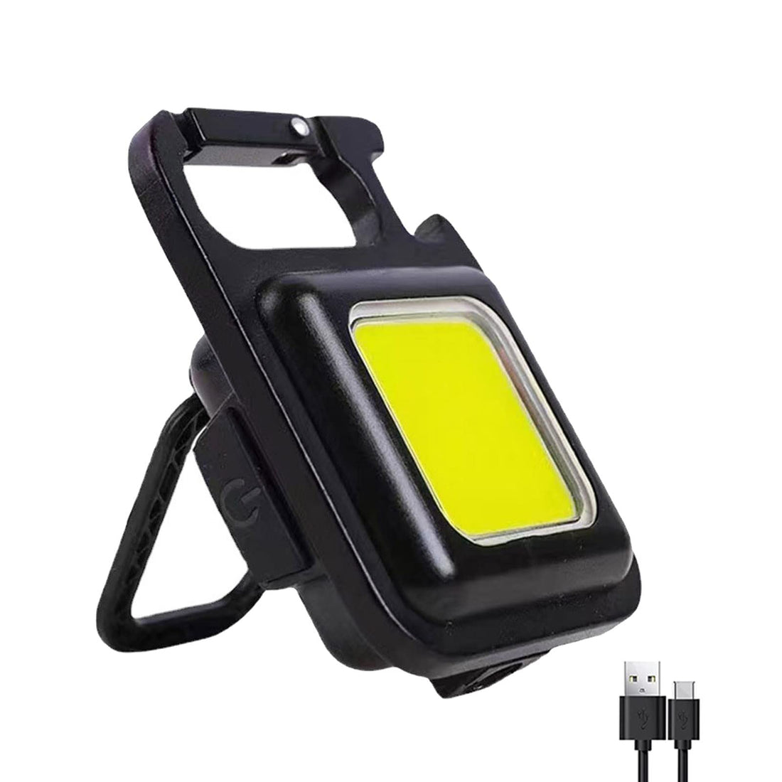 Soseelnee COB Keychain Light,Rechargeable Led Small Flashlight 500 Lumens Bright 4 Light Modes Pocket Emergency Work Light with Corkscrew & Magnet Base for Indoor Outdoor Use (Yellow-Pack 1)