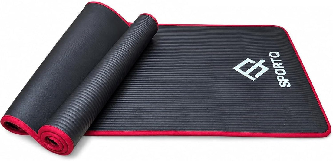 SportQ Yoga Mat Non Slip Eco Friendly NBR Material 10mm Thick High Density Anti-Tear Pilates Mat with Carrying Strap for Yoga, Pilates, Gymnastics - 183cm x 63cm x 1cm